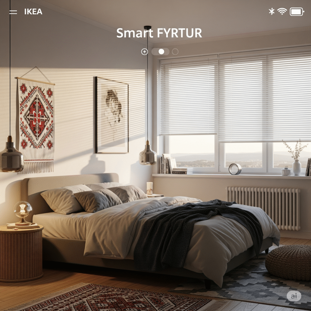 Розумні жалюзі IKEA FYRTUR в українській спальні - Smart Windows 