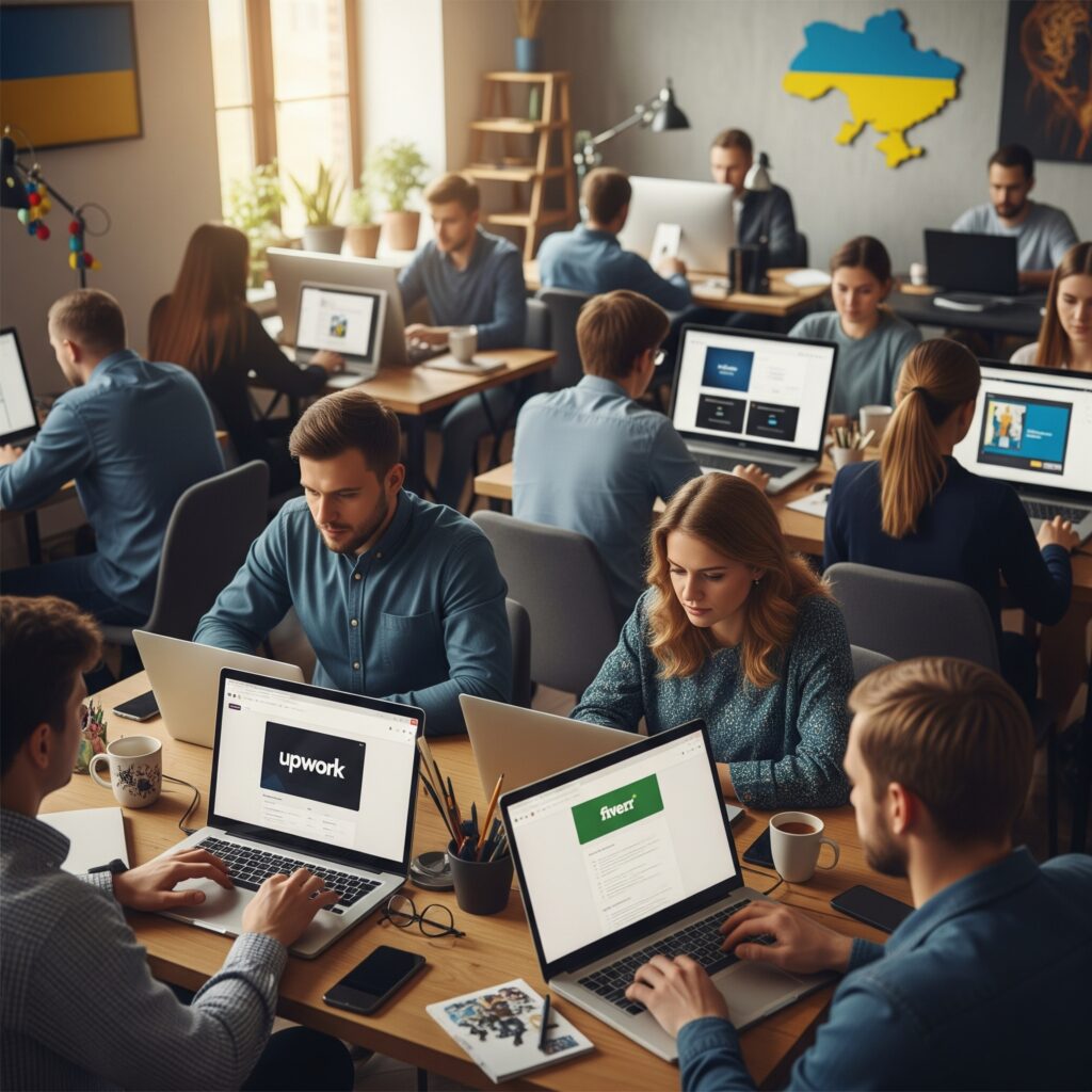 Українські фрилансери працюють за комп'ютером - платформи для фрилансу в Україні