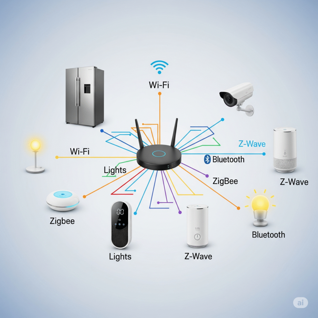 Схема підключення пристроїв розумного дому через різні протоколи - Smart Home мережа