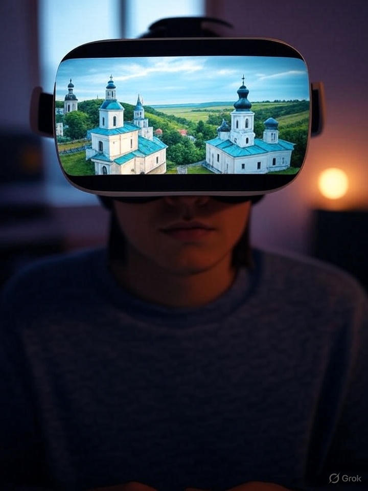сгенерируй фото на тему VR туризм Украина - виртуальные путешествия будущего