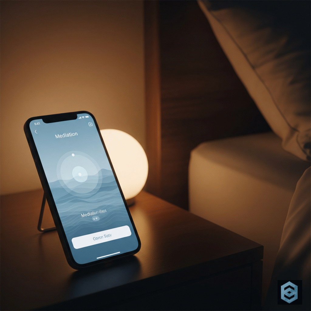Смартфон з додатком для медитації перед сном - Технології для сну