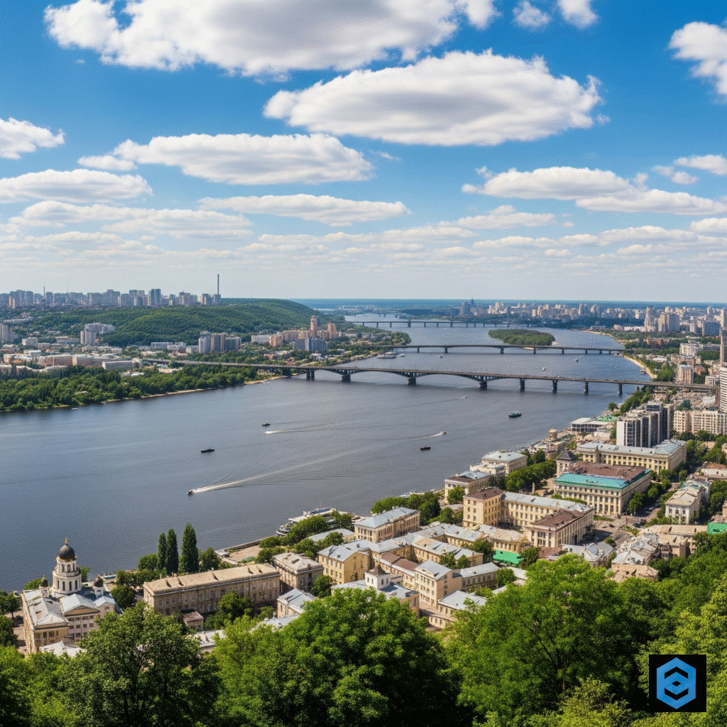 Панорамний вид на Дніпро з київських пагорбів - Столичний Київ