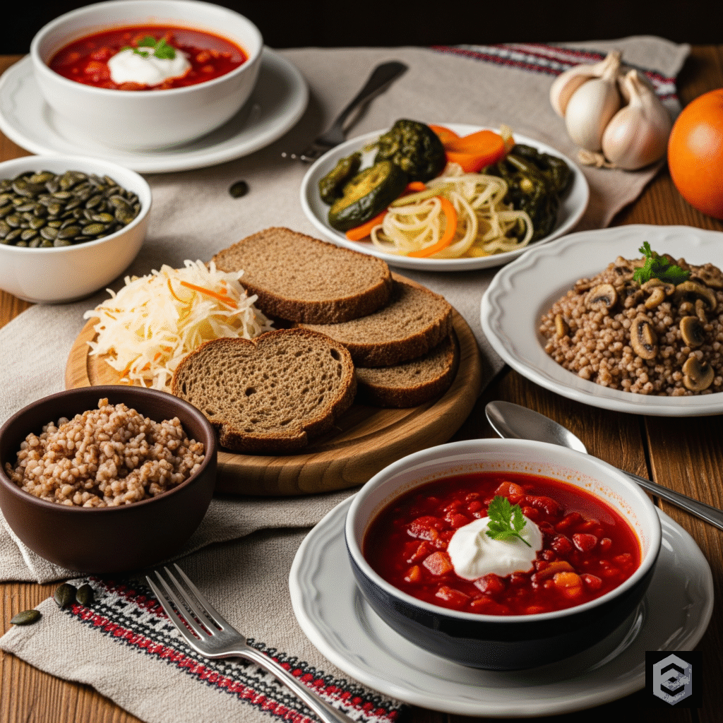 Сбалансированное питание для продуктивности мозга - украинские продукты на столе