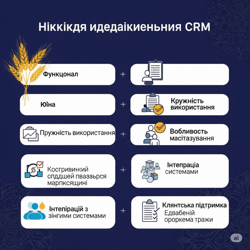Чек-лист вибору CRM для українського малого бізнесу - інфографіка критеріїв