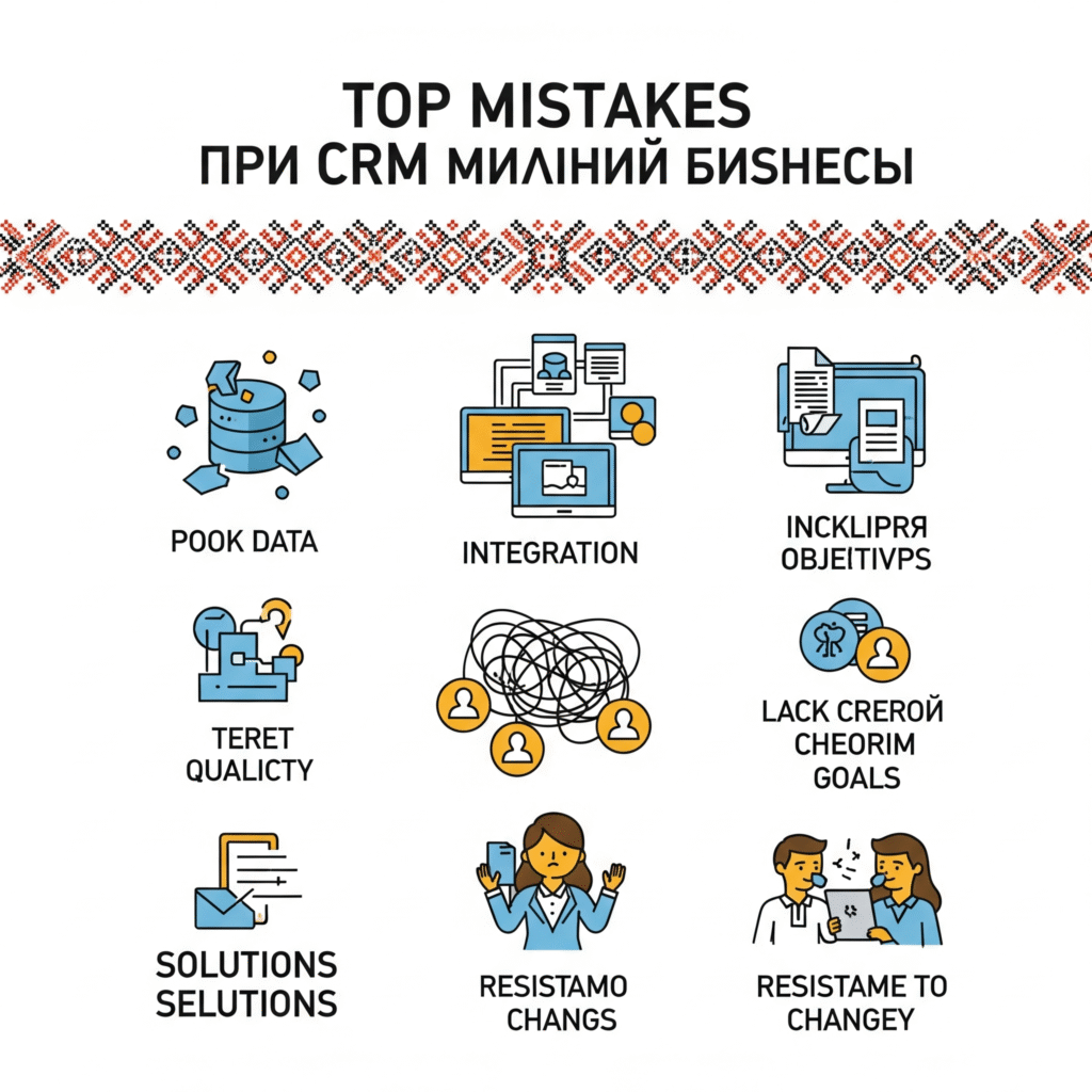 Топ помилки при впровадженні CRM в українському малому бізнесі - інфографіка