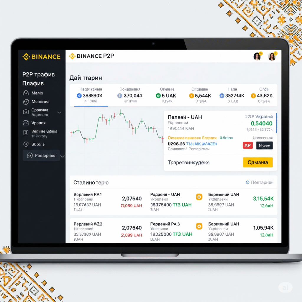 Інтерфейс P2P торгівлі на Binance для українських користувачів - Crypto Exchange Guide