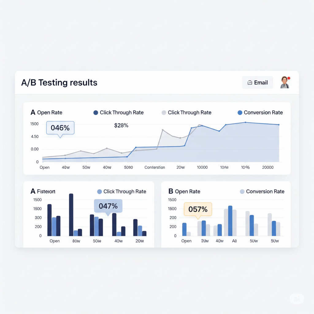 Результаты A/B тестирования email-кампаний с метриками открытий - Email Testing Analytics
