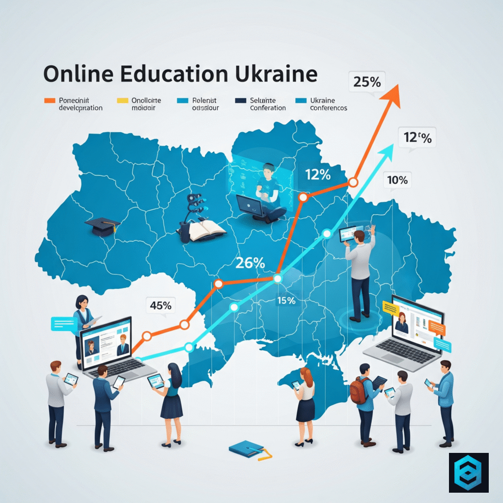 Прогноз розвитку онлайн освіти в Україні до 2027 року - графік зростання