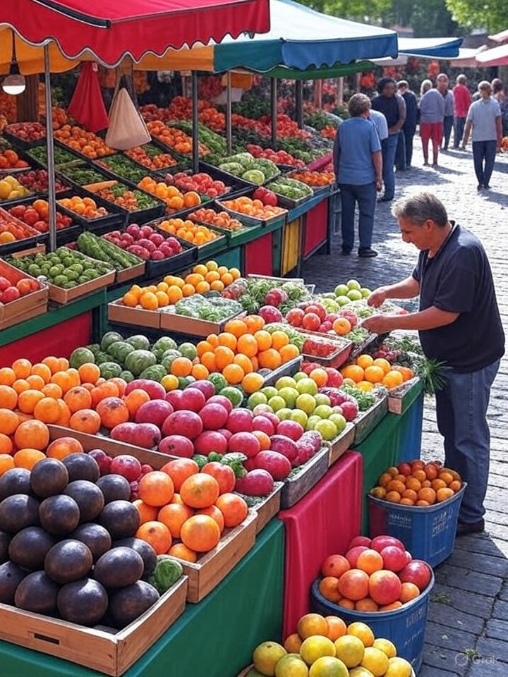 Колоритний європейський ринок з свіжими продуктами - Економне харчування в подорожі
